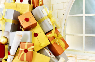 Close-up of christmas presents