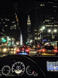 Traffic on road at night