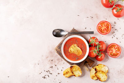 High angle view of fruits in bowl