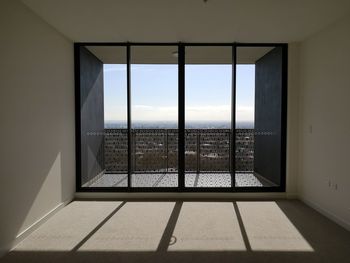 Sea seen through glass window