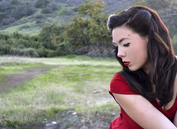 Young woman looking away