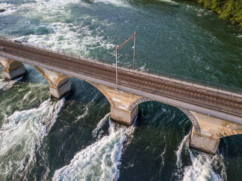 High angle view of bridge over river