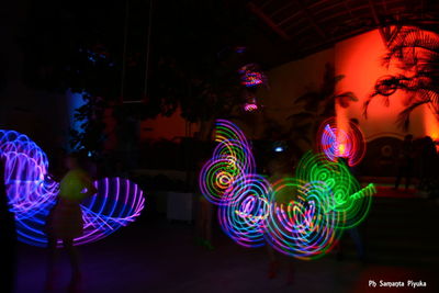 Illuminated light painting at night