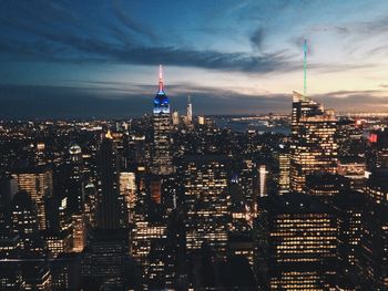 Illuminated city at night