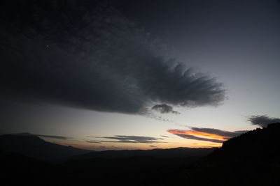 Scenic view of silhouette landscape against sky at night