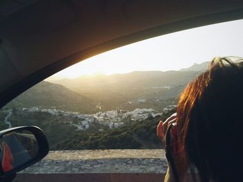 Cropped image of mountain landscape at sunset