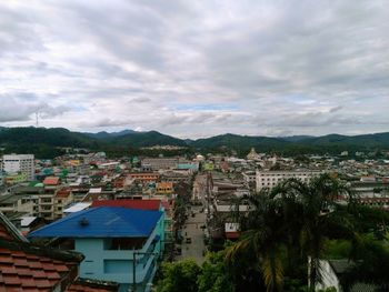 High angle view of townscape against sky