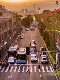 High angle view of city street