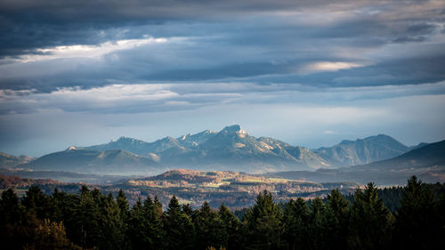 Scenic view of mountains against sky