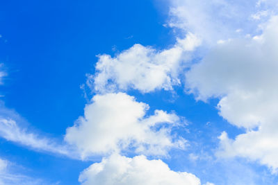 Low angle view of clouds in blue sky
