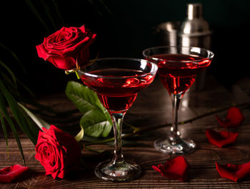 Close-up of wineglass on table