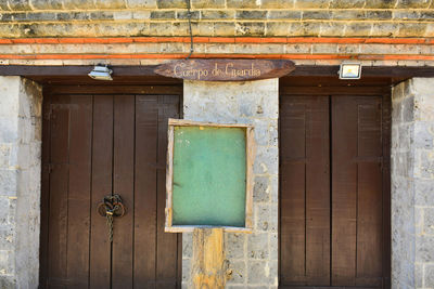 Closed door of old building