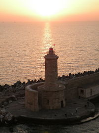 View of sea against sky during sunset