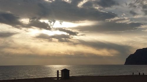 Scenic view of sea against sky at sunset