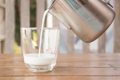 Close-up of milk in glass
