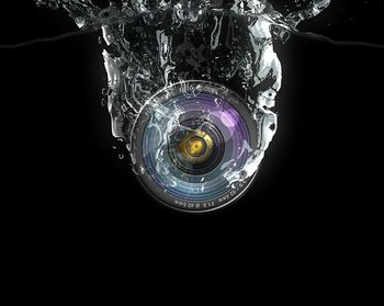 Low angle view of illuminated built structure