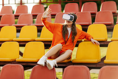 Full frame shot of empty seats in theater