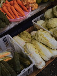 High angle view of food for sale at market stall