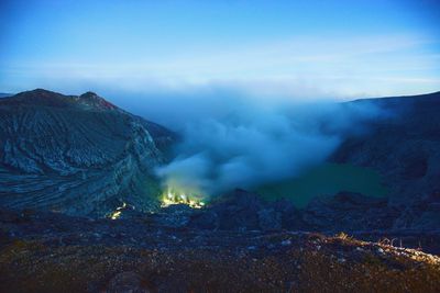 Panoramic view of volcanic mountain against sky