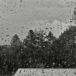 Close-up of wet window in rainy season