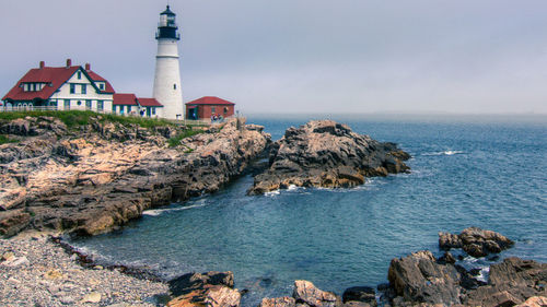 View of lighthouse at seaside