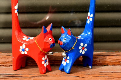 Close-up of horse toys