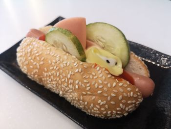 Close-up of fruits in plate