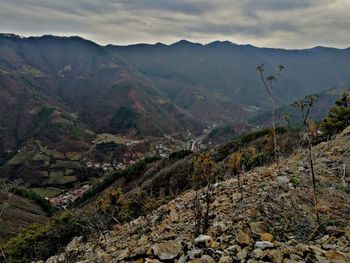 Scenic view of mountains against sky