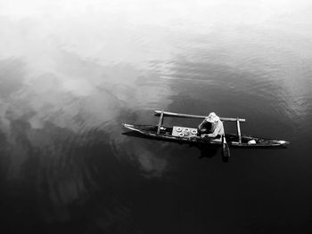 Boat sailing in sea