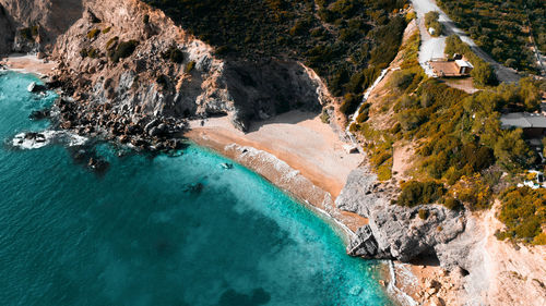 High angle view of beach