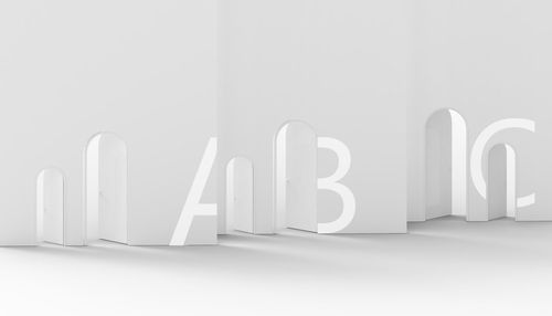 Close-up of text on white wall