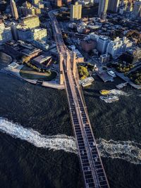 High angle view of cityscape on road