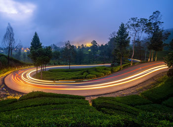 High angle view of road against sky