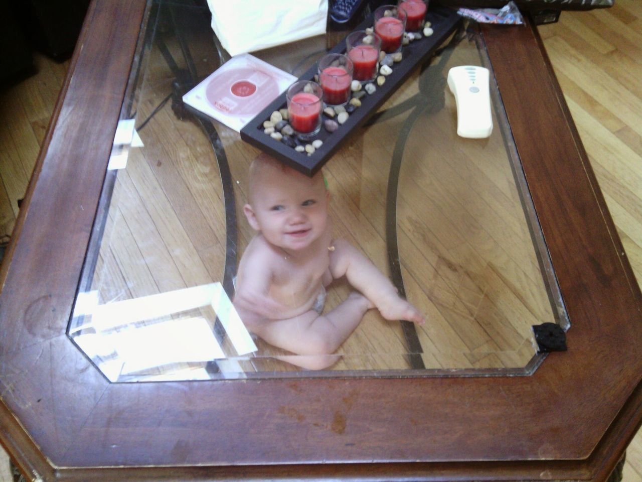 Baby under table