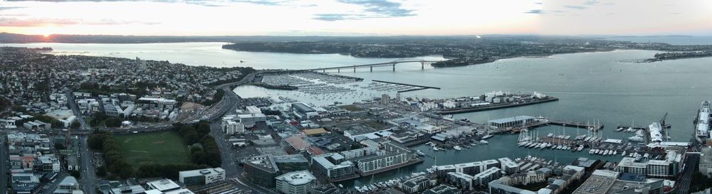 Sunset panorama of auckland, new zealand