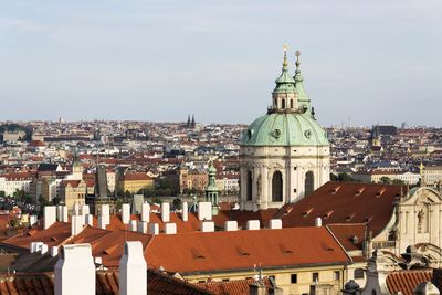 High angle view of buildings in city