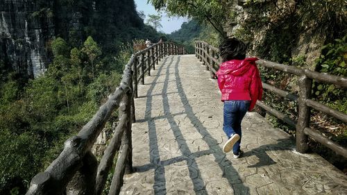 Rear view of woman standing in park
