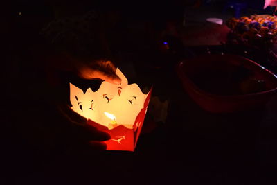 Close-up of illuminated lamp