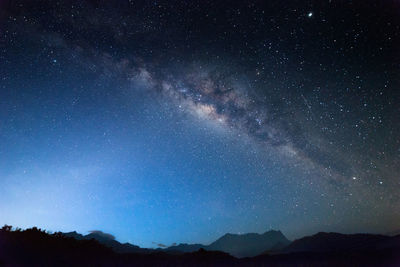 Scenic view of landscape against sky at night