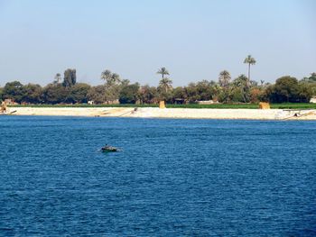 Scenic view of sea against clear sky