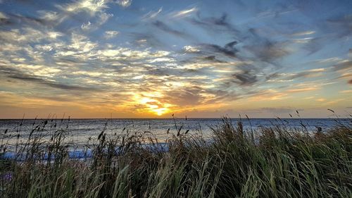 Scenic view of sea at sunset