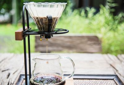 Close-up of coffee on table