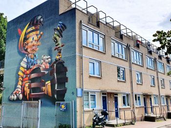 Low angle view of residential building against sky
