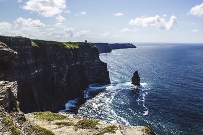 Rocky beach against the sky