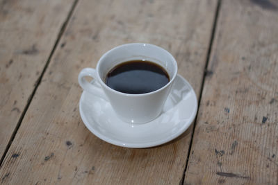High angle view of coffee on table