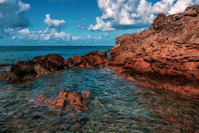 The caribbean sea on antigua and barbuda beach.