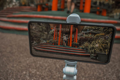 High angle view of bicycle parked on street