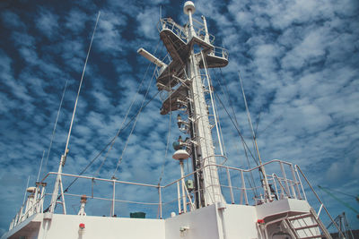 Low angle view of ship against sky