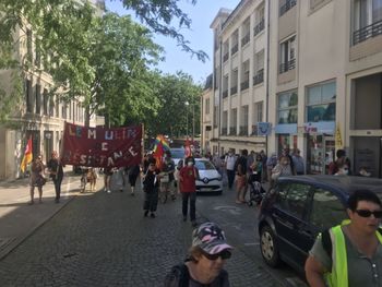 People on street in city