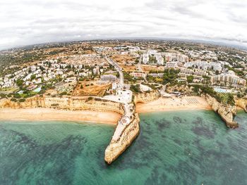 High angle view of city coastline algarve portugal